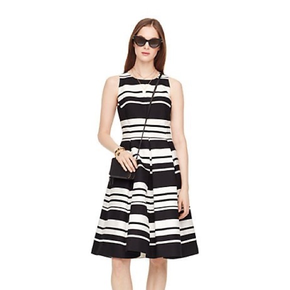 Kate Spade Cape Black & White Stripe Dress Size 2 - Picture 2 of 7
